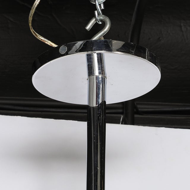 Mid-Century Pressed Crystal & Smoked Murano Glass Staggered 3-Arm Pendant For Sale - Image 14 of 14