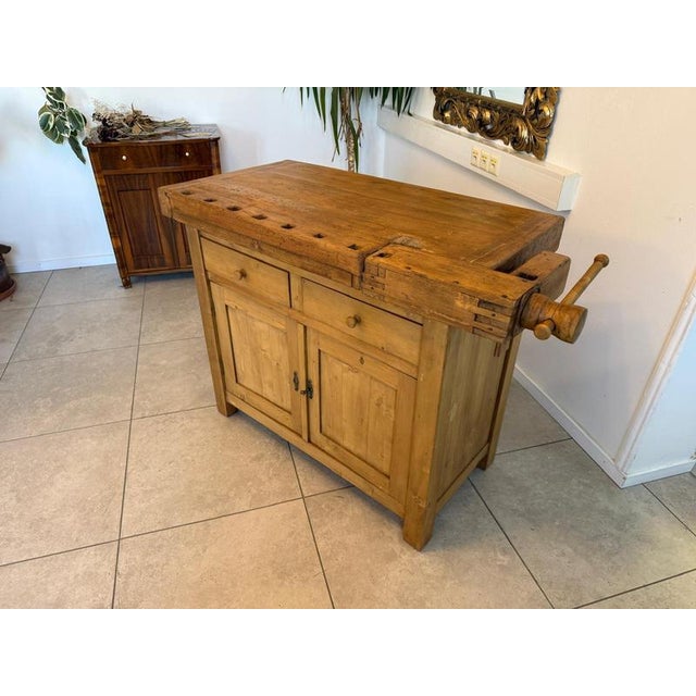 Vintage Oak and Spruce Workbench For Sale - Image 14 of 15