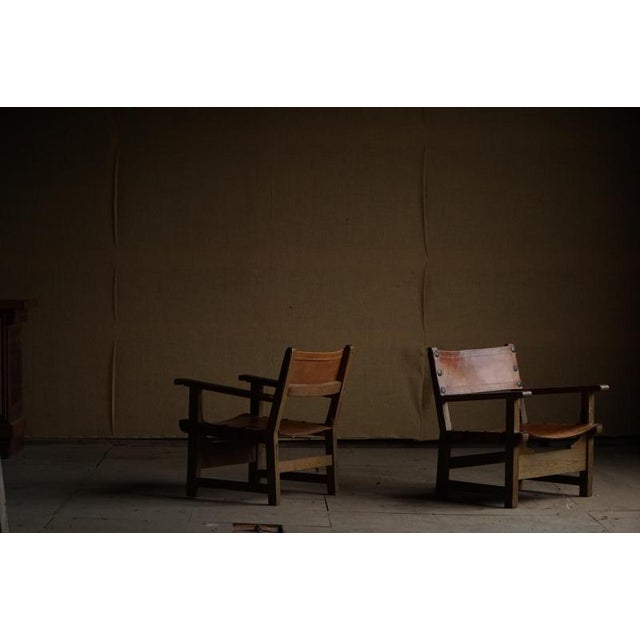 Mid 20th Century Spanish Brutalist Armchairs in Wood & Leather, 1960s, Set of 2 For Sale - Image 9 of 18