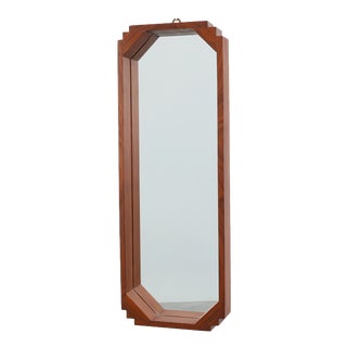 Art Deco Geometric Octagonal Wooden Mirror, Italy, 1920s For Sale