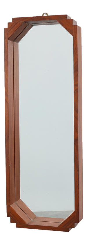 Art Deco Geometric Octagonal Wooden Mirror, Italy, 1920s