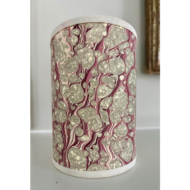 Rustic European Hand Marbled Paper Sconce Shade For Sale - Image 3 of 5