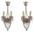 1980s Pair Neopolitan Style Crystal & Gilt Metal Wall Sconces For Sale