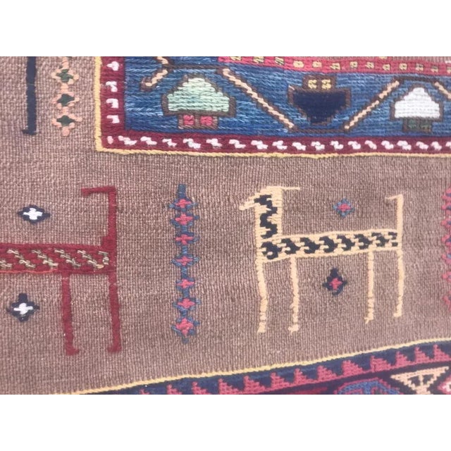 Blue Vintage Soumak Shahsavand Kilim For Sale - Image 8 of 13
