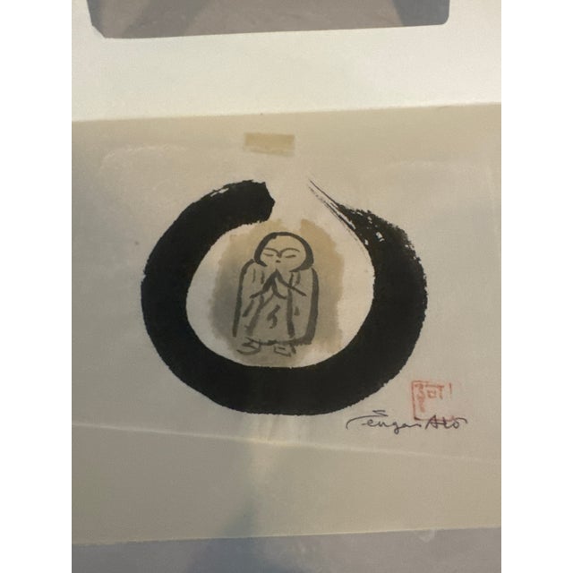 1980s 1980s Tengaro Ito Signed Ink Enso and Jizo Minimalist Zen Painting For Sale - Image 5 of 8