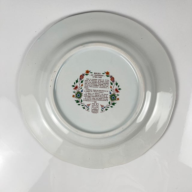 Gien Round Rouen Sainfoin Cake Plate from Gien, 1990 For Sale - Image 4 of 10