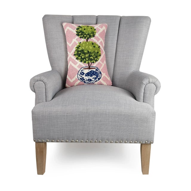 100% wool hooked throw pillow / accent pillow. Includes polyester-fill insert, zipper closure. Cotton/Velvet Blend...