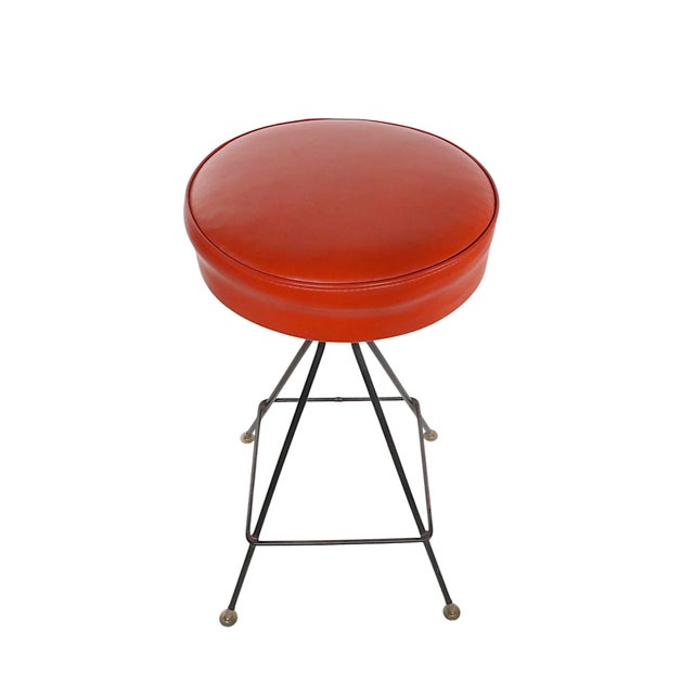 Frederic Weinberg Mid 20th Century Lot of Three Mid Century Swivel Bar Stools For Sale - Image 4 of 9