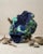 A substantial natural Azurite and Malachite specimen selected for its vivid blue-green contrast, cavernous...