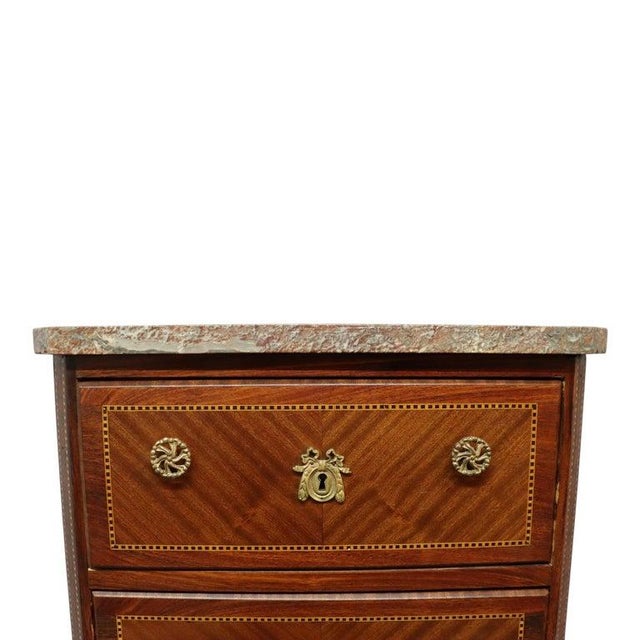 Louis XVI Style Mahogany, Rouge Marble & Ormolu Inlaid 5-Drawer Lingerie Chest For Sale - Image 9 of 15