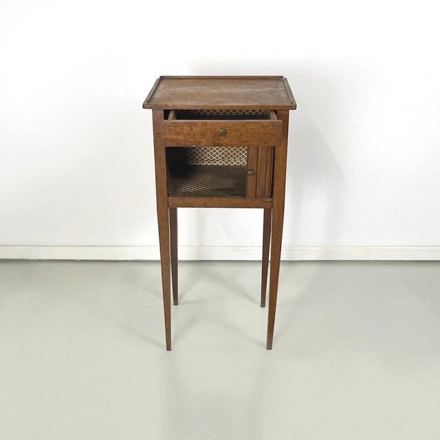 Italian Wooden Bedside Table with Brass Handle, 1890s For Sale - Image 3 of 16