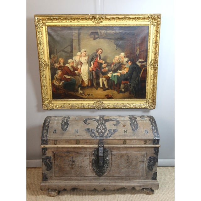 Large oil on canvas after Jean-Baptiste Greuze's "The Village Bride." The original was painted in 1761 and can be seen at...