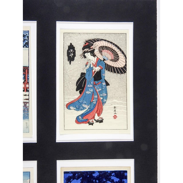 Mid 20th Century Mid 20th Century Miniature Japanese Wood Block Prints For Sale - Image 5 of 5