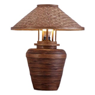 Conical Rattan Lamp For Sale