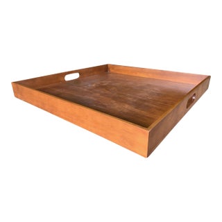 Vintage Large Wooden Serving Tray For Sale