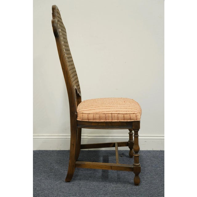 Set of 7 Antique Vintage Solid Walnut Rustic European Style Cane Back Dining Side Chairs For Sale - Image 10 of 13