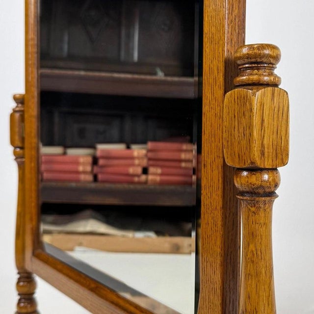 Antique English Oak Dressing Table Mirror, 1900s For Sale - Image 11 of 13