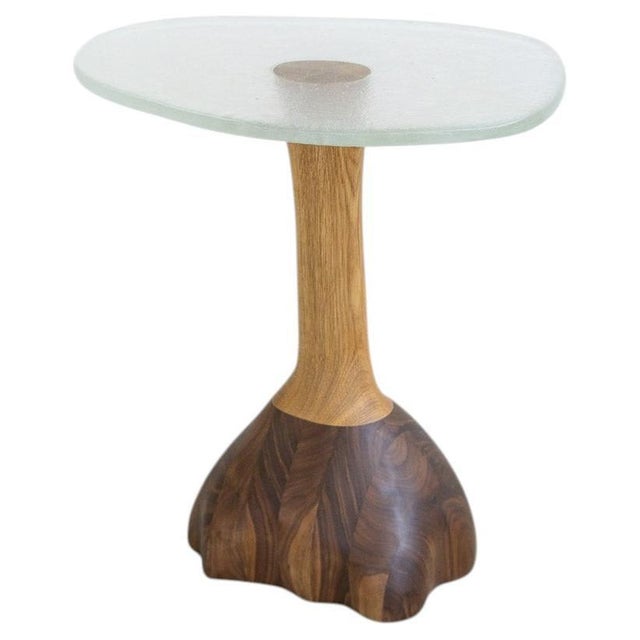 Gold Fused Crystal Glass and Walnut Side Table by Alexander Knysch For Sale - Image 8 of 8