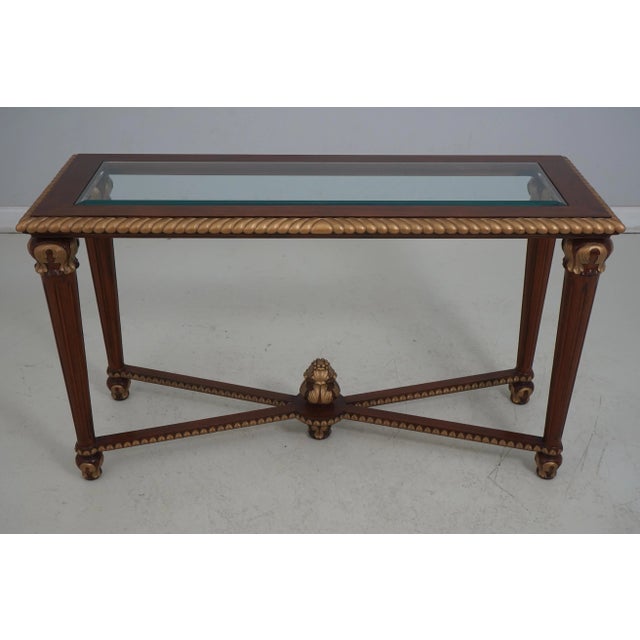 Age: Approx: 20 Years Old Details: Beveled Glass Top Fine Carved Details High Quality Construction Gold Decorated Rope...