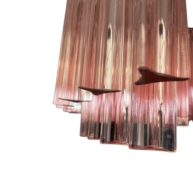Italian Pendant Light in Pink Murano Glass Rods and Chrome Frame from Justfurnituress SRL For Sale - Image 4 of 11