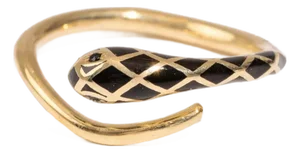 Black Enamel Gold Snake Ring, Size 8