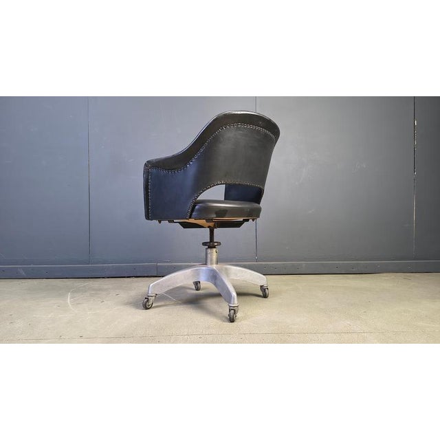 1950s Mid-Century Desk Chair in Aluminium and Leather, 1950s For Sale - Image 5 of 14