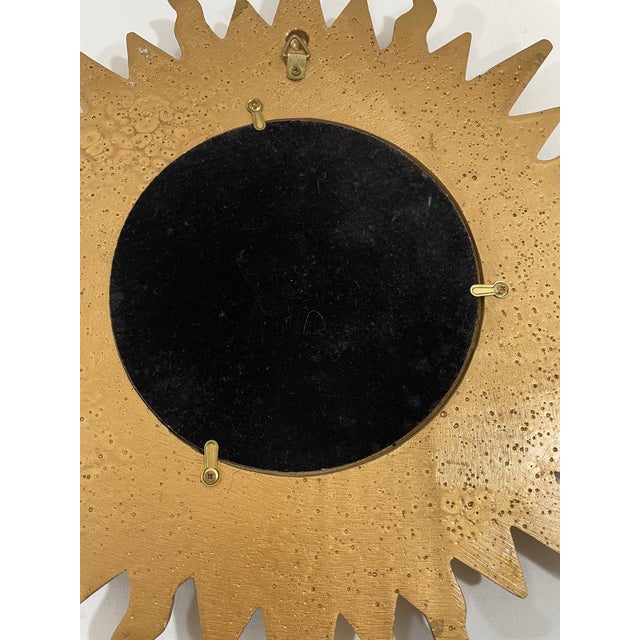 Vintage Bright Gold 13" Sunburst Wall Accent Mirror For Sale - Image 12 of 17