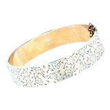 Image of French Silver Bangle Bracelet with Engraved Flowers, 1900s For Sale