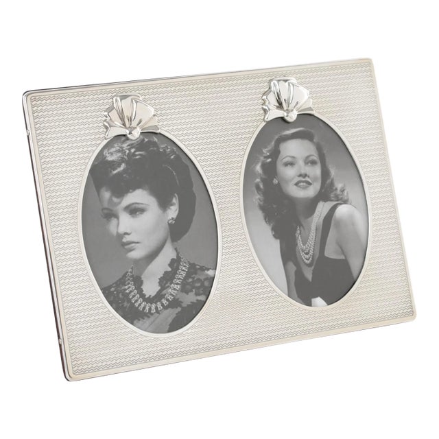 Christian Dior Sterling Silver Two Views Picture Frame With Bow Motif For Sale