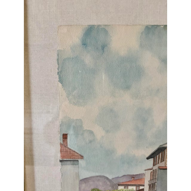 Mid 20th Century Framed French Watercolor Painting of St Jean Pied De Port For Sale - Image 11 of 12