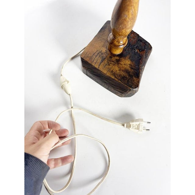 1960s Vintage Brutalist Wooden Table Lamp, France, 1960s For Sale - Image 5 of 17