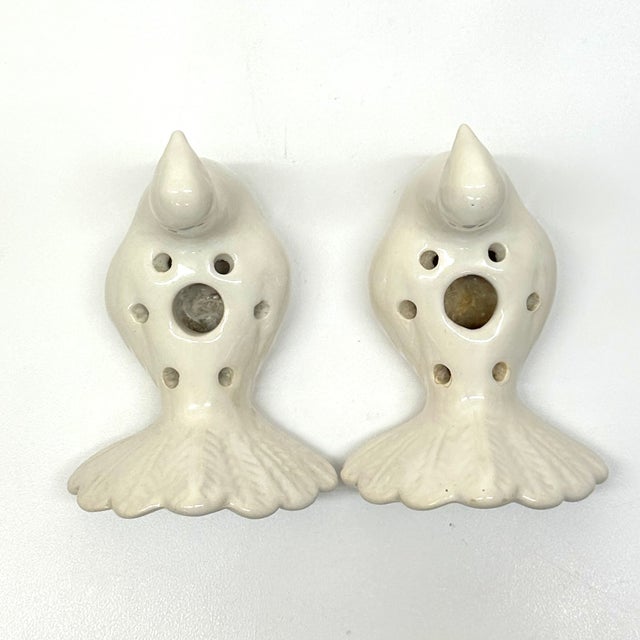 Mid 20th Century Vintage Ceramic White Dove Floral Arrangers - A Pair For Sale - Image 5 of 5