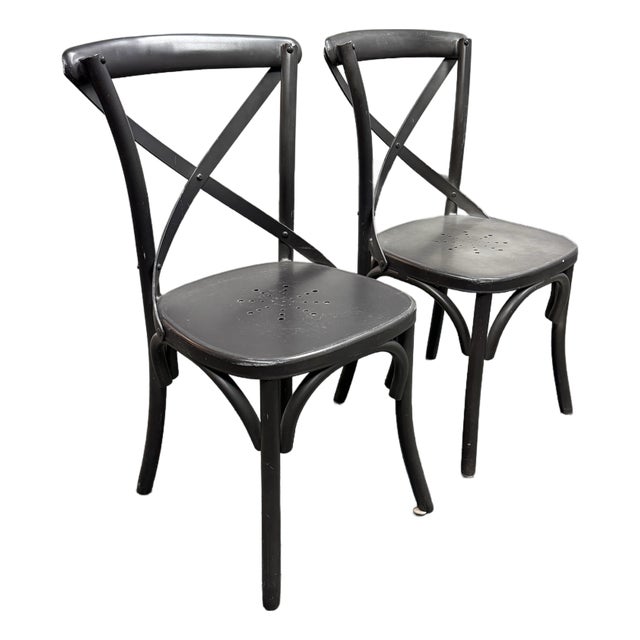 Restoration Hardware Metal Madeleine Side Chairs, Pair For Sale