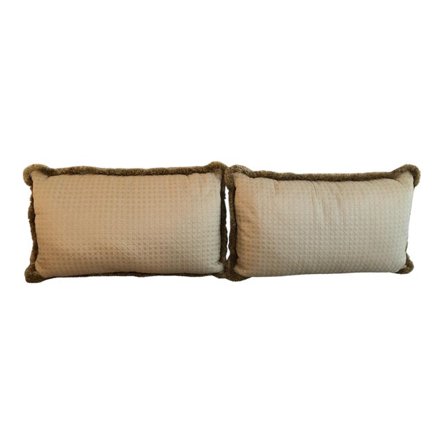 Gold King Size Decorative Pillows with Brush Trim - a Pair For Sale