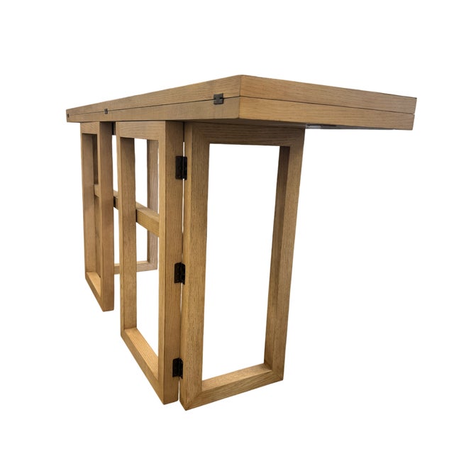 Flip Top Console in Natural Oak Manufactured by EJ Victor For Sale - Image 9 of 12