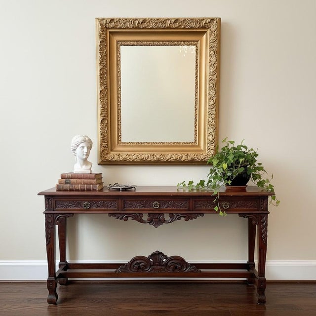 Late 19th Century Antique Gilded Wood Mirror-32x26-Rococo Gold Ornate-Wall-Baroque-Vintage-French For Sale - Image 5 of 10