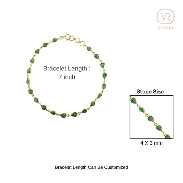 3.7 Carat Zambian Emerald Bracelet Crafted in 18k Yellow Gold Gift for Mom For Sale - Image 10 of 18