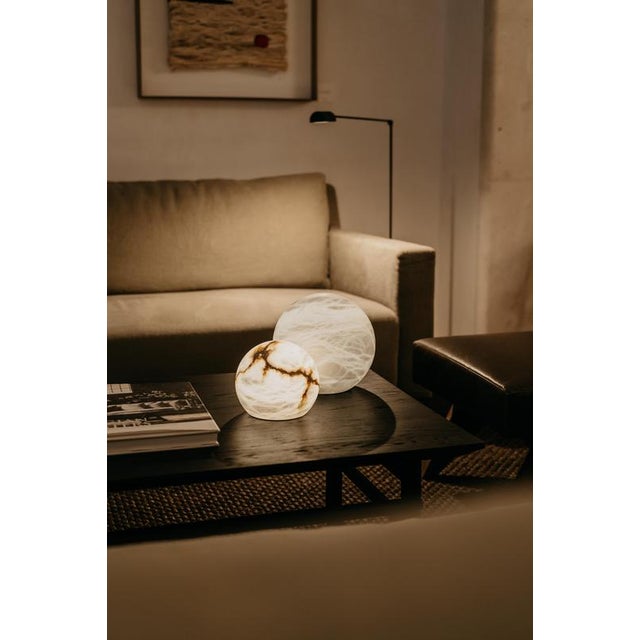 Wireless Moon Small Table Lamp by United Alabaster For Sale - Image 18 of 18