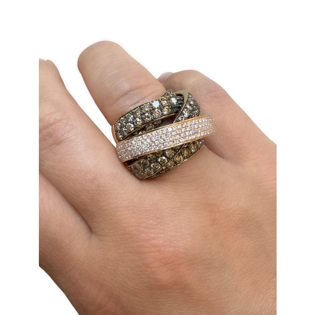 Le Vian, Champagne Diamond and Diamond Ring, 14k Rose and Blackened Gold, Size 7 For Sale - Image 4 of 7