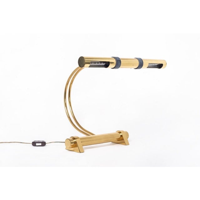 Vintage Postmodern Tubular Brass Table Lamp by Casella Lighting 1970s For Sale - Image 11 of 11