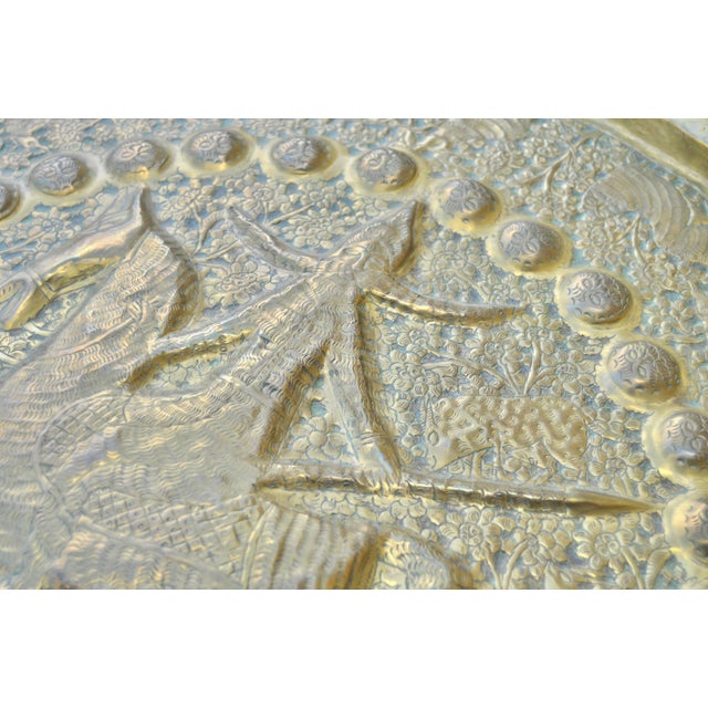 Early 20th Century Hand-Engraved Spanish-Colonial Brass Tray For Sale - Image 9 of 12