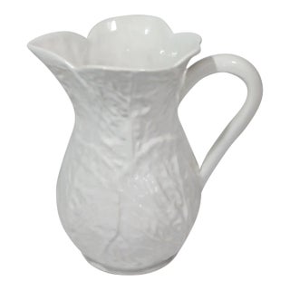 Portuguese White Cabbage Leaf Pitcher For Sale