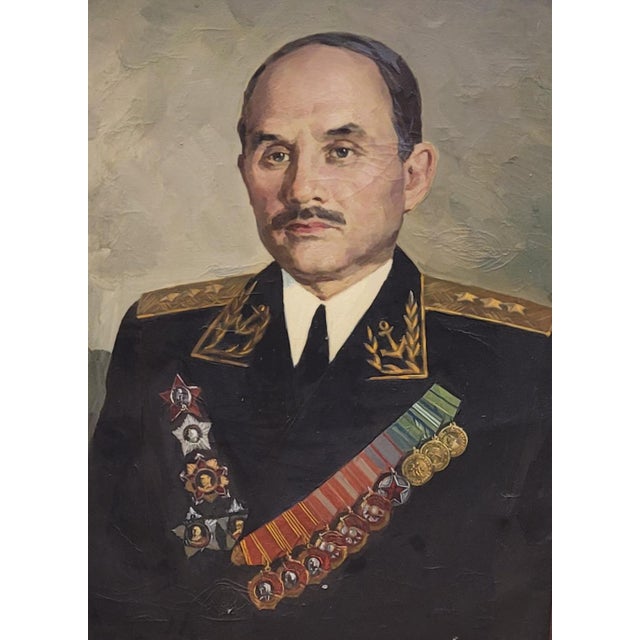 1940s Vintage 1940s Oil Painting of an Admiral For Sale - Image 5 of 7