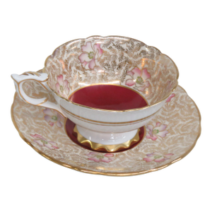 Royal Stafford Red Floral Garland Bone China Floral Tea Cup and Saucer Set 4651b