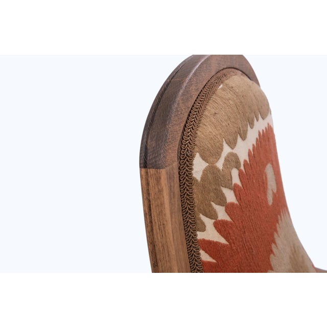 Taupe Boho Chic Suzani Embroidered Bergere Chair For Sale - Image 8 of 12