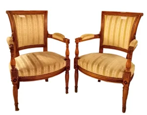 Louis XVI Style Armchairs, In The Manner of Jansen- A Pair