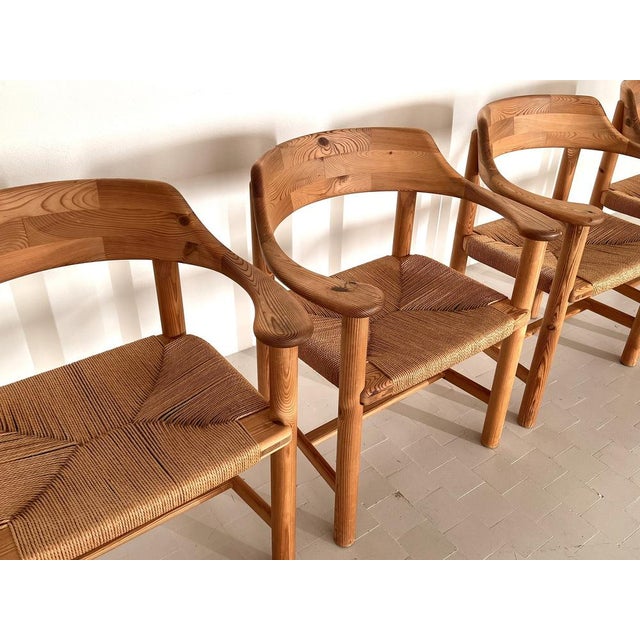 Tan Vintage Dining Chairs in Pine and Paper Cord by Rainer Daumiller, 1970s, Set of 4 For Sale - Image 8 of 16