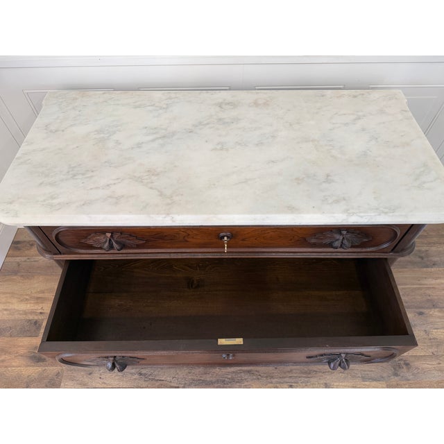 Brown Antique Mid-19th Century Walnut Marble-Top Chest For Sale - Image 8 of 17