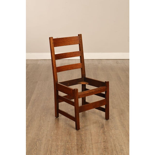 Early 20th Century Antique L. & J. G. Stickley Set Of Four Oak Ladder Back Dining Chairs #800 For Sale - Image 5 of 18