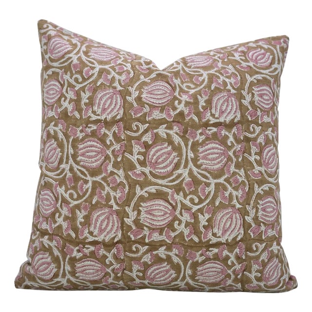 Fabdivine Traditional Block Print Cushion Cover Viscose Linen 16x16 Inch- 6Kamal For Sale